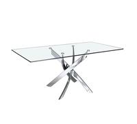 ANGEL CERDÁ 1061.01 Mesa comedor rectangular cristal , Cristal Acero inoxidable , Acero Cromado , 150 x 95 x 75 cm.