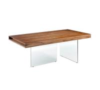 Ángel Cerdà – Mesa comedor moderna rectangular nogal macizo – 8 comensales – Patas cristal templado