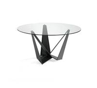 Ángel Cerdà Mesa de comedor redonda 1045.01 – Cristal, Acero negro, Ø150 x 75 cm