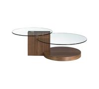 Ángel Cerdá - Mesa de Centro con Doble Tapa de Cristal y Base en Nogal - Mesita de Centro Moderna y Elegante - Original y Versátil - Materiales Resistentes - 120 x 80 x 38 cm