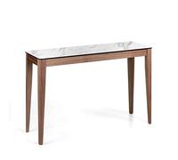 Ángel Cerdá - Mueble Consola con Tapa de Porcelánico Calacatta y Estructura en Nogal - Consola de Entrada Moderna en Madera y Mármol - Diseño Elegante y Versátil - 120 x 39 x 75 cm