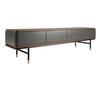 ANGEL CERDÁ - Mueble TV en Madera Gris Oscuro y Nogal con Patas de Acero Negro - Mueble de Televisión con 4 Cajones Push & Pull - Diseño Moderno y Sofisticado - 200 x 45 x 50 cm