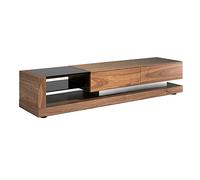 Angel Cerdá - Mueble TV Moderno Madera Nogal y Cristal Tintado Negro | Patas de Acero, Módulo de Almacenaje, Duradero y Funcional, Mueble TV Salón 200 x 45 x 38 cm