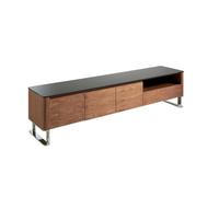 Ángel Cerdà Mueble TV 3047C – Nogal y cristal negro, acero cromado 200x45x48 cm