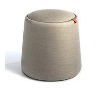 Ángel Cerdá - Puff Almacenaje Tapizado en Tela Gris - Reposapiés Sofá con Asa de Cuero y Hueco Interior - Estilo Moderno - Vanguardista y Actual - Materiales Resistentes - 40 x 44 x 44 cm