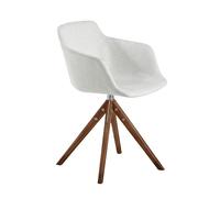 Angel Cerda - Silla Comedor Giratoria Tapizada en Tela Beige | Sillas Comedor Modernas, Diseño Minimalista, Elegante | 58 x 54 x 81 cm, Patas de Madera Nogal | Cómoda, para Comedor, Salon