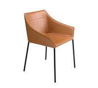 Angel Cerdá - Silla Comedor Tapizada en Polipiel Marrón | Sillas Comedor Modernas, Diseño Minimalista, Elegante | 62 x 60 x 79 cm, Patas de Acero Inoxidable Negro | Cómoda, para Comedor, Salon