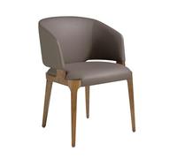 Angel Cerdá - Silla Comedor Tapizada en Polipiel Visón | Sillas Comedor Modernas, Diseño Minimalista, Elegante | 77 x 60 x 54 cm, Patas de Madera Maciza de Fresno Nogal | Cómoda, para Comedor, Salon