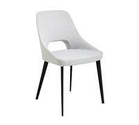 Ángel Cerdá - Silla Comedor Tapizada en Tela Blanca con Fondo Hilo Gris y Patas de Acero Negro Mate - Diseño Moderno y Atemporal - Elegancia y Confort para Salones y Comedores - 50 x 50 x 81 cm