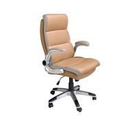 Angel Cerdá - Silla Escritorio Premium Giratoria Regulable, Tapizada en Polipiel Marrón | Silla Escritorio Ergonomica Respaldo Ancho y Reposabrazos | Patas con Ruedas | 66 x 72 x 112 cm