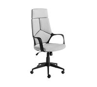 Angel Cerdá - Silla Escritorio Premium Giratoria, Tapizada en Tela Gris | Silla Escritorio Ergonomica Respaldo Ancho y Reposabrazos | Patas Acero Cromado | 63 x 63 x 117/127 cm