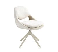 Angel Cerdá | Silla Giratoria de Comedor de Diseño Moderno Modelo 4246 | Tapizada en Tela Combinada Blanco Roto y Crema | Patas de Acero Inoxidable Color Arena | Estilo Vanguardista y Atemporal