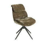 Angel Cerdá | Silla Giratoria de Comedor Modelo 4248 | Tapizada en Tela Terciopelo Verde Oliva | Patas de Acero Inoxidable Negro