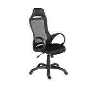 Ángel Cerdá - Silla Oficina Giratoria de Tela Malla Negra - Silla Escritorio Ergonómica con Reposabrazos y Altura Regulable - Office Chair con Ruedas y Respaldo Alto - 63 x 64 x 120/132 cm