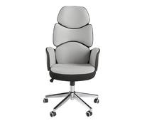 Ángel Cerdà Silla de oficina 4142C giratoria - tela gris claro y PVC blanco brillo