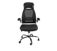 Ángel Cerdà Silla oficina 4140C giratoria con reposabrazos, tapizada en tela negra
