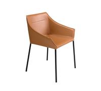 Angel Cerdá - Silla Comedor Tapizada en Polipiel Marrón | Sillas Comedor Modernas, Diseño Minimalista, Elegante | 62 x 60 x 79 cm, Patas de Acero Inoxidable Negro | Cómoda, para Comedor, Salon