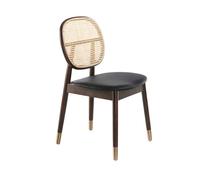Angel cerda silla rattan y polipiel negro