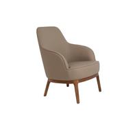 Angel Cerdá - Sillon Moderno Tapizado en Polipiel Topo | Diseño Envolvente y Confortable, Reposabrazos | Patas de Madera de Fresno Color Nogal | Diseño para Salón | 71 x 71 x 90cm