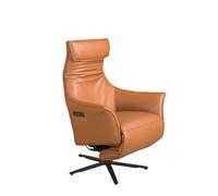 Ángel Cerdá - Sillón Relax Giratorio en Piel Marrón con Reposabrazos y Relax Eléctrico - Diseño Moderno y Máximo Confort - 78 x 70 x 115 cm