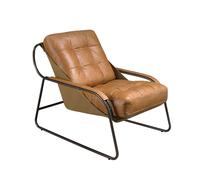 Angel Cerdá - Sillón Tapizado en Piel Marrón con Reposabrazos y Patas de Acero Inoxidable Pulido Oscurecido - Diseño Moderno y Elegante - Máxima Comodidad - 72 x 98 x 83 cm