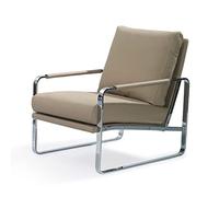 Angel Cerda - Sillón Tapizado en Polipiel Color Visón - Cojín de Respaldo y Reposabrazos Tapizados - Sillones para el Salón, Comedor y Zona de Lectura - Diseño Moderno - 67 x 100 x 89cm