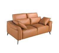 Ángel Cerdá - Sofá 2 o 3 Plazas en Piel Marrón con Reposacabezas Elevables y Cojines Individuales - Sofá Moderno y Confortable - 209 x 107 x 105 cm 2 seats