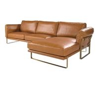 Ángel Cerdá - Sofá Chaise Longue Derecha de 5 Plazas en Piel Camel - Diseño Moderno y Elegante - Estructura Robusta - 302 x 166 x 84 cm Right 302 x 166 x 84cm