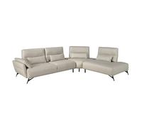Ángel Cerdá - Sofá Chaise Longue Izquierda o Derecha 5 Plazas en Piel Arena con Patas Negras - Diseño Moderno y Confort de Alta Calidad - 341 x 254 x 94 cm Right