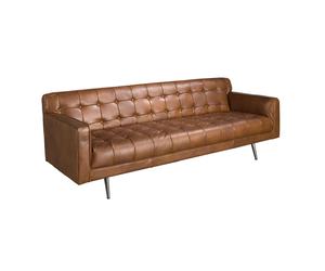 Ángel Cerdá - Sofá Chester 2 o 3 Plazas en Piel Marrón Oscuro con Acabado Capitoné - Diseño Moderno y Elegancia Atemporal - 180 x 79 x 70 cm Brown
