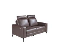 Angel Cerdá | Sofá Relax de 2 Plazas de Piel Marrón Chocolate Modelo 6368 | Reclinable Eléctrico con Cabezales Articulados