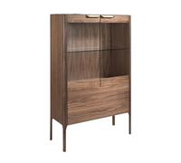 Angel Cerdá - Vitrina Nogal y Fibra Vidrio Efecto Mármol - Aparador de Salón Moderno y Sofisticado - Madera Durable - Mueble con Gran Almacenamiento - 99 x 40 x 161 cm