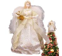 Ángel Decorativo para Árbol de Navidad - Punta del Árbol, Adorno Colgante con Alas, Copa de Hadas para Fiestas (Oro)