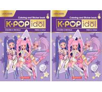 Angel Europa Pack de 2 Libros de Colorear K-Pop Idol con Pegatinas - Total 80 Páginas para Pintar y 4 de Stickers, Cuaderno de Actividades Infantil, (Lote de 2)