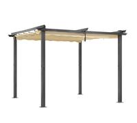 Angel Living Pérgola de Aluminio de 3 x 4 m con Techo retráctil, Pabellón con Diseño Elegante, Cenador con Tela de Poliéster Resistente al Agua y a UV, para Exteriores, Patio, jardín (Beige, 3 x 3)
