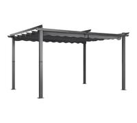Angel Living Pérgola de Aluminio de 3 x 4 m con Techo retráctil, Pabellón con Diseño Elegante, Cenador con Tela de Poliéster Resistente al Agua y a UV, para Exteriores, Patio, jardín (Gris, 3 x 4)