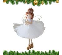 Ángel niña para árbol de Navidad - falda de tul decoración estacional - decoración de ángel niña con alas doradas, para reposamanos de ventana, puerta, salón, dormitorio, jardín, café y restaurante