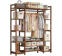 angelfanmily Perchero Burro Bambú, Armario Abierto Madera Perchero, Multifuncional Armario Abierto Burro Maciza Perchero Estante Dormitorio For Zapatos para Ropa Zapatos Bolsas, Carga: 100 kg