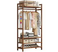 angelfanmily Perchero Burro Bambú, Armario Abierto Madera Perchero, Multifuncional Armario Abierto Burro Maciza Perchero Estante Dormitorio For Zapatos para Ropa Zapatos Bolsas, Carga: 100 kg