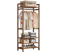 angelfanmily Perchero Burro Bambú, Armario Abierto Madera Perchero, Multifuncional Armario Abierto Burro Maciza Perchero Estante Dormitorio For Zapatos para Ropa Zapatos Bolsas, Carga: 100 kg