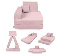 Angelove Sillón Infantil 3-en-1 - Sofá Modular Plegable y Colchoneta de Juego de Pana, Cómodo Desde 1 año, Rosa