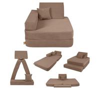 Angelove Sillón Infantil 3-en-1 - Sofá Modular Plegable y Colchoneta de Juego de Pana, Cómodo Desde 1 año, Marrón