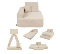 Angelove Sillón Infantil 3-en-1 - Sofá Modular Plegable y Colchoneta de Juego de Pana, Cómodo Desde 1 año, Beige