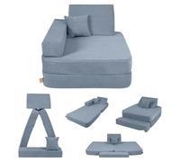 Angelove Sillón Infantil 3-en-1 - Sofá Modular Plegable y Colchoneta de Juego de Pana, Cómodo Desde 1 año, Turquesa