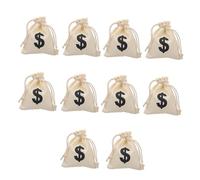 Angoily 10 Bolsas Pequeñas Cordón de Lona Beige para Dulces y Snacks Diseño de Letras para Fiesta y Festival, Fácil de Guardar y Transportar