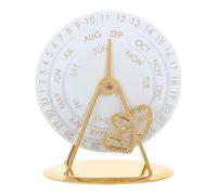 Angoily Calendario Perpetuo y Selección Manual de Fecha Metálico Dorado de Escritorio Diseño Circular Elegante y Vintage para Organización de Oficina