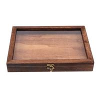 Angoily Vitrina de madera con parte superior transparente, vitrina de madera natural con placa de cristal, kit de caja de sombra, accesorios de entomología para recoger muestras de mariposas, 31 x 22