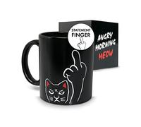 ANGRY CAT Taza con efecto térmico, divertida taza de café, diseño de taza, taza con texto en alemán, cerámica con diseño cambiante, 340 ml
