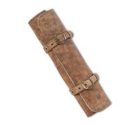 Angus Stoke Bolsa de Cuero para Cuchillos de Chef, Rollo de Cuchillos de Chef de Cuero auténtico, Grande, con Cerradura, Bolsa de Cocina Sam, marrón, Clásico