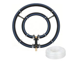Anillo aireador de estanque para estanque Koi, aireador solar y cepillos de desove, juego Koi, distribuidor de aire para estanque, anillo de ventilación, diámetro de 25 cm, anillos 2 en 1 con manguera